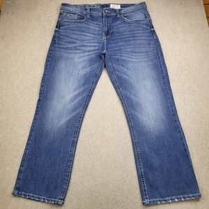 TK Axel Jeans Mens 38x32 Slim Boot Cut Denim Blue Dark Wash Flap Pockets Pants